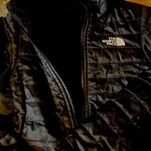 Excellent condition North Face girls black reversible jacket